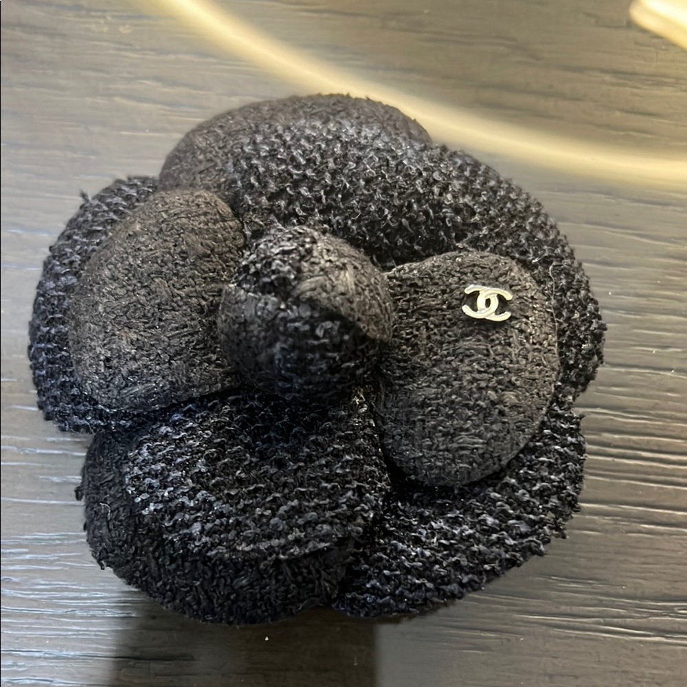 CHANEL Black PIN  Accessory with Camellia Design